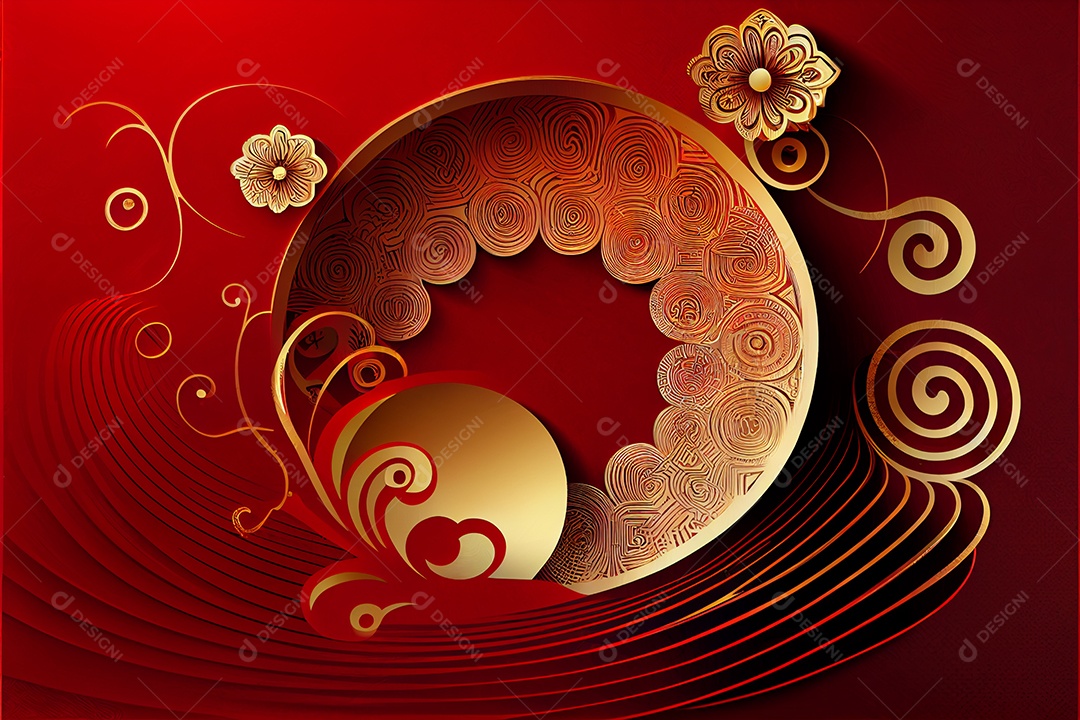 Projeto do ano novo chinês, festival da primavera, festival das lanternas ouro vermelho