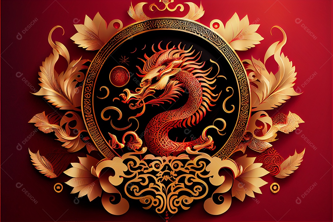 Projeto do ano novo chinês, festival da primavera, festival das lanternas ouro vermelho