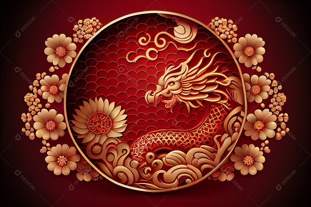 Projeto do ano novo chinês, festival da primavera, festival das lanternas ouro vermelho