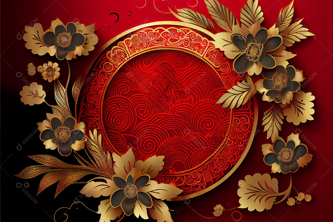 Projeto do ano novo chinês, festival da primavera, festival das lanternas ouro vermelho