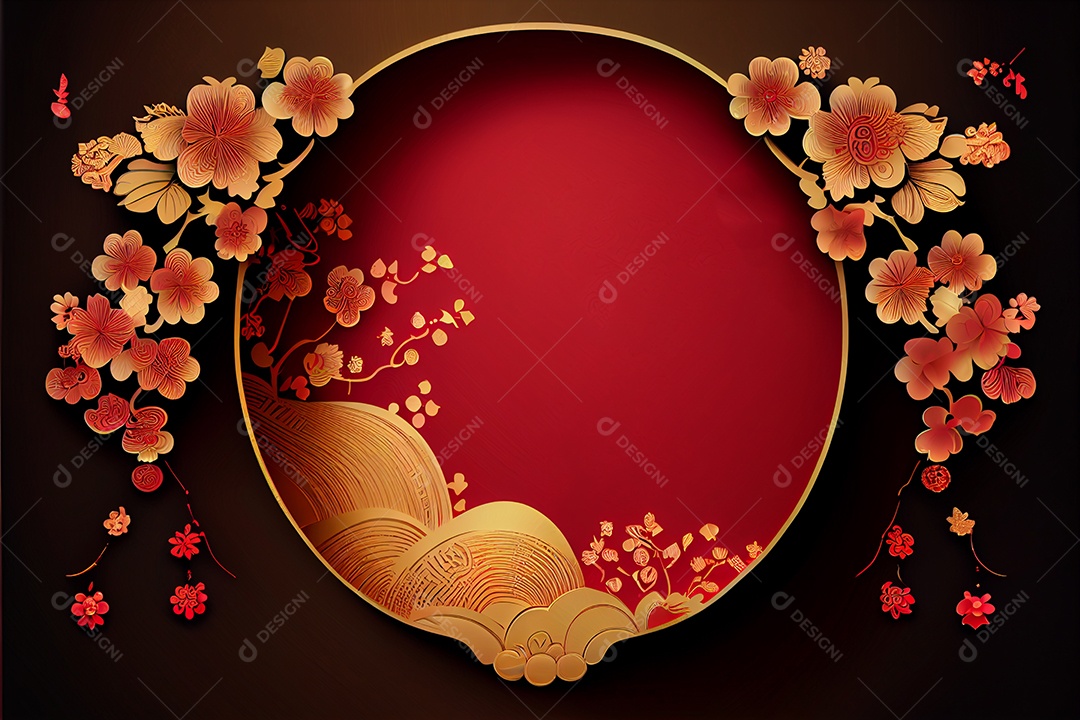 Projeto do ano novo chinês, festival da primavera, festival das lanternas ouro vermelho