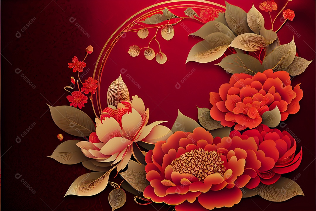 Projeto do ano novo chinês, festival da primavera, festival das lanternas ouro vermelho