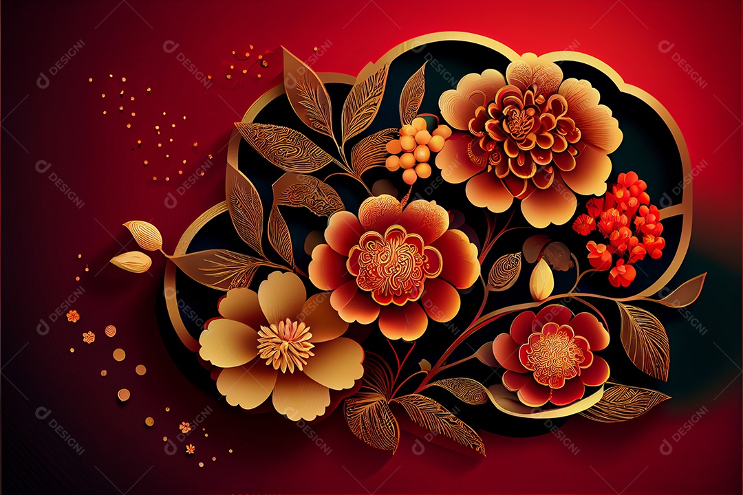 Projeto do ano novo chinês, festival da primavera, festival das lanternas ouro vermelho