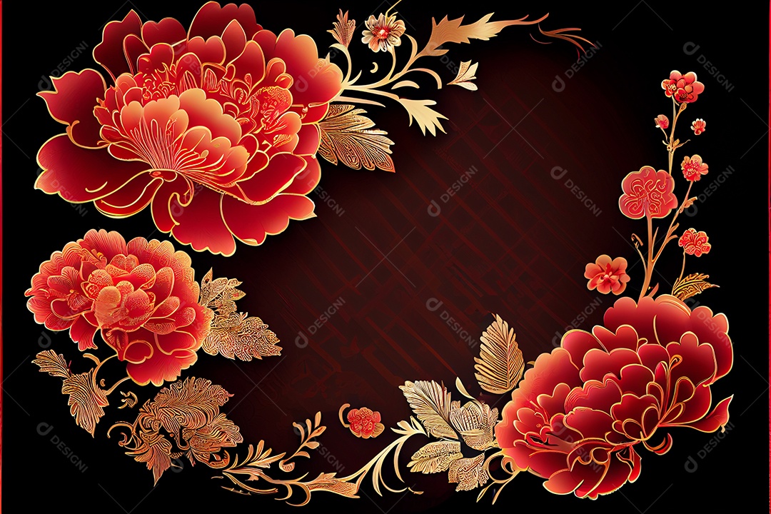 Projeto do ano novo chinês, festival da primavera, festival das lanternas ouro vermelho