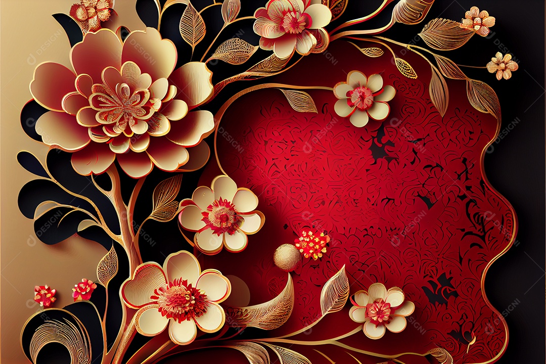 Projeto do ano novo chinês, festival da primavera, festival das lanternas ouro vermelho