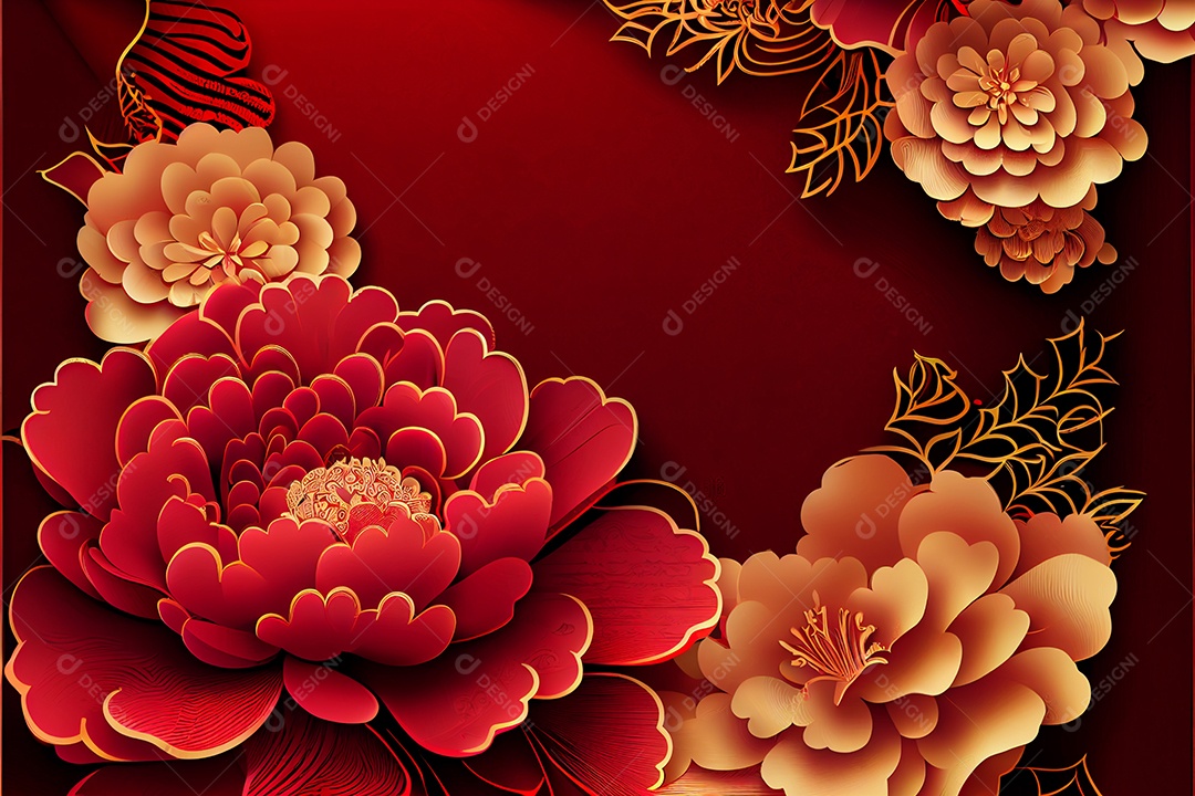 Projeto do ano novo chinês, festival da primavera, festival das lanternas ouro vermelho