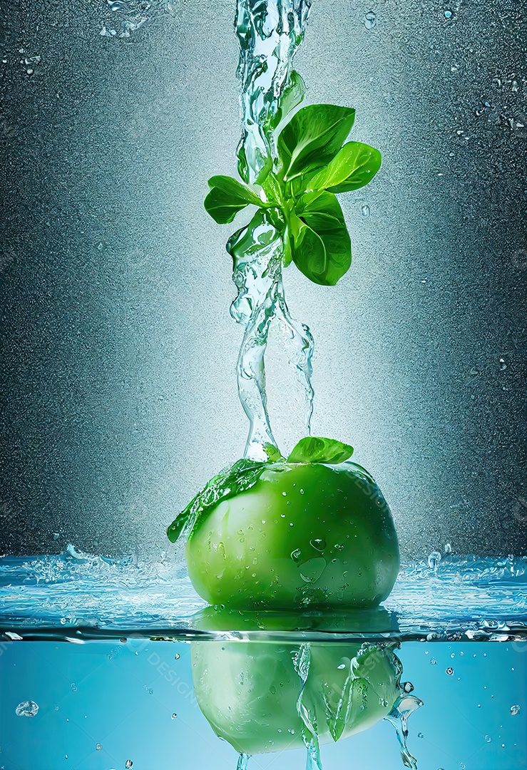 Frutas e legumes com respingos de água limpa