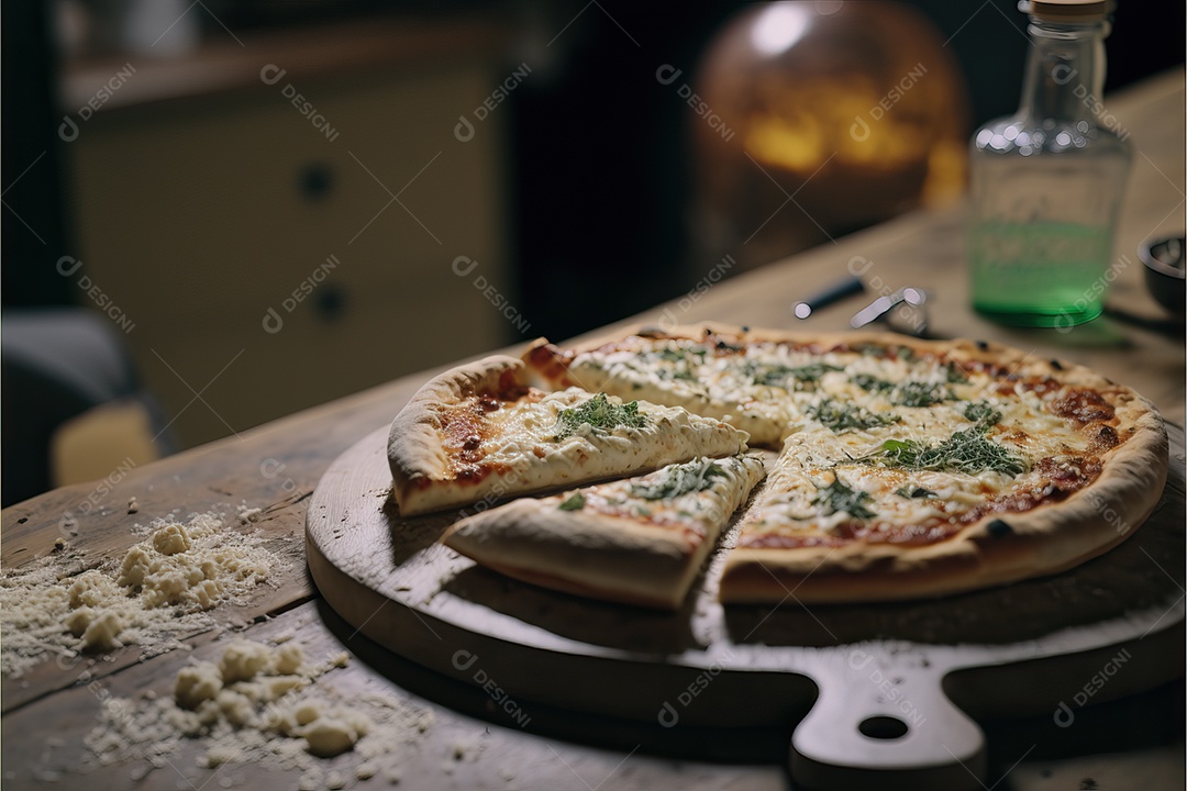 pizza tradicional italiana de alho tomate e parmesão