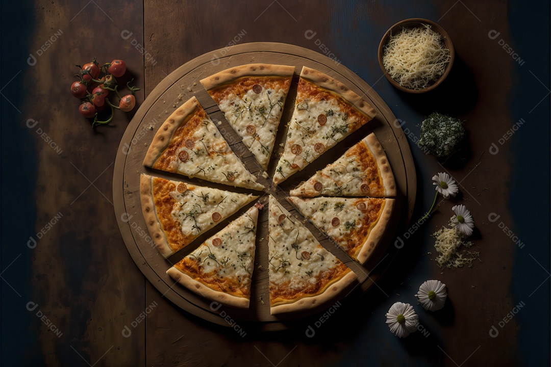 Pizza de muçarela italiana tradicional