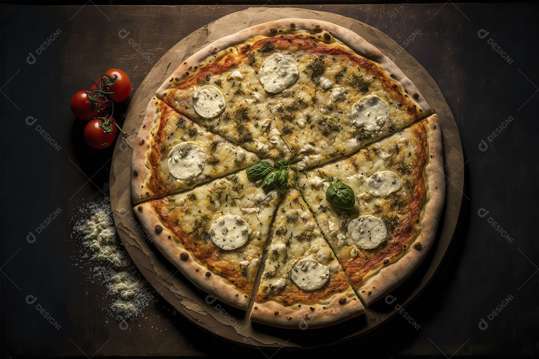 Molho de tomate de pizza de mussarela de búfala italiana tradicional