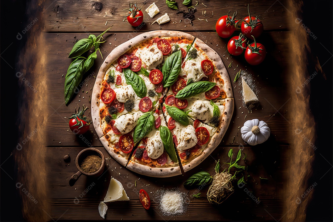 Molho de tomate de pizza de muçarela de búfala italiana tradicional