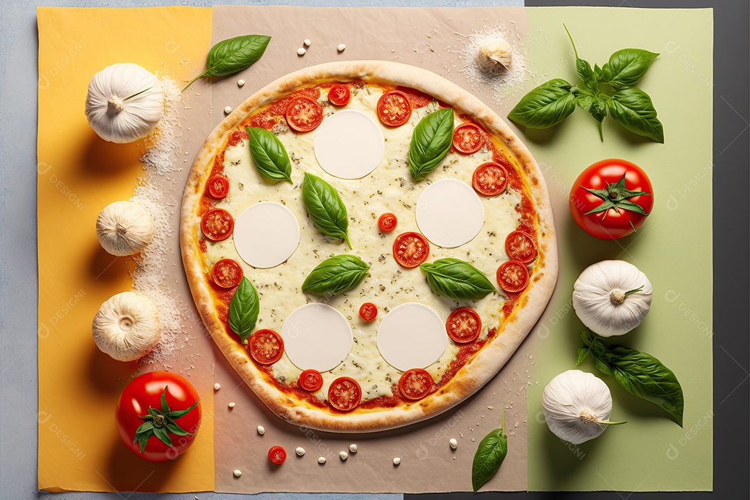 Molho de tomate de pizza de mussarela de búfala italiana tradicional