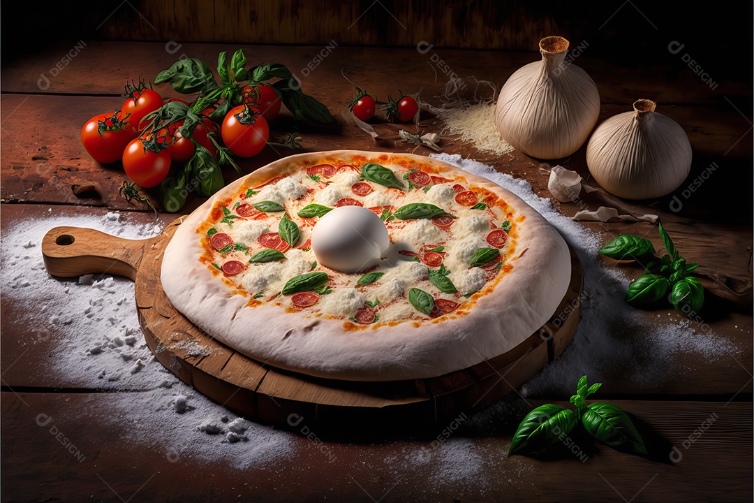 Molho de tomate de pizza de mussarela de búfala italiana tradicional