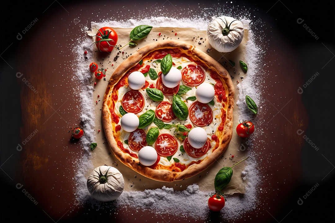 Pizza de mussarela de búfala italiana tradicional molho de tomate