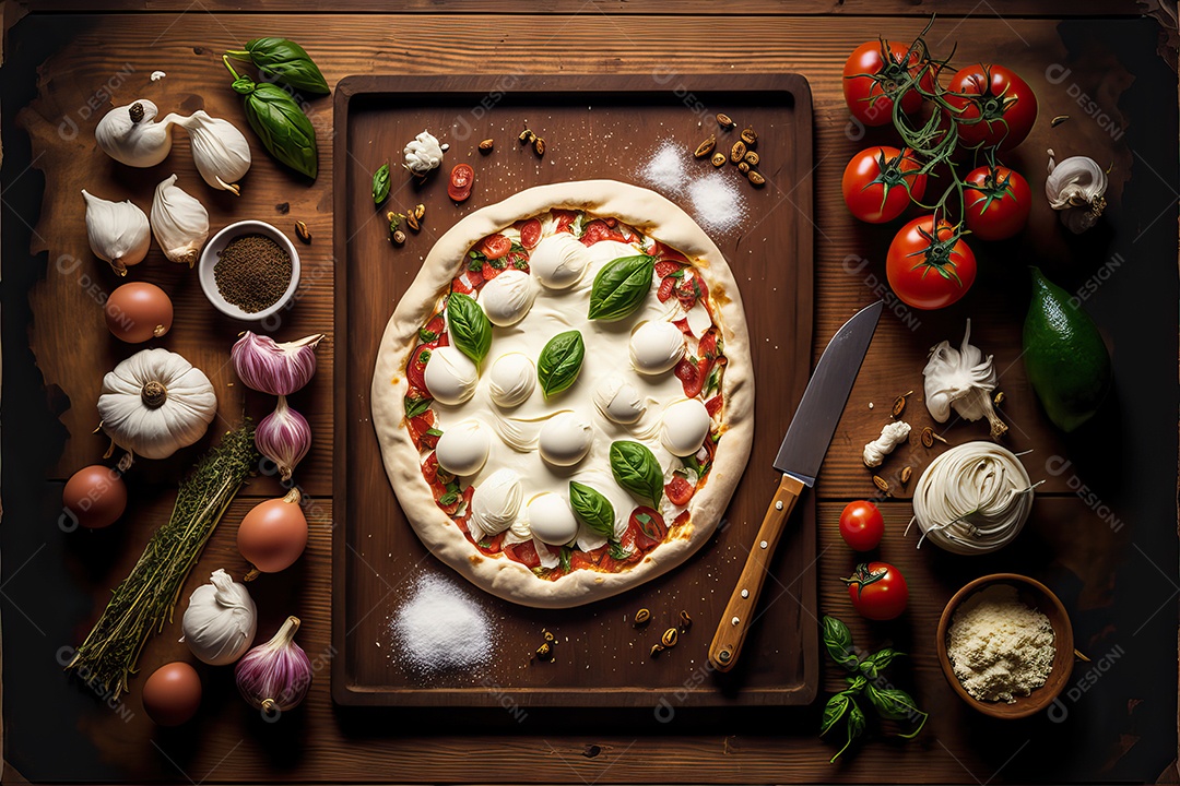 Pizza de mussarela de búfala italiana tradicional molho de tomate