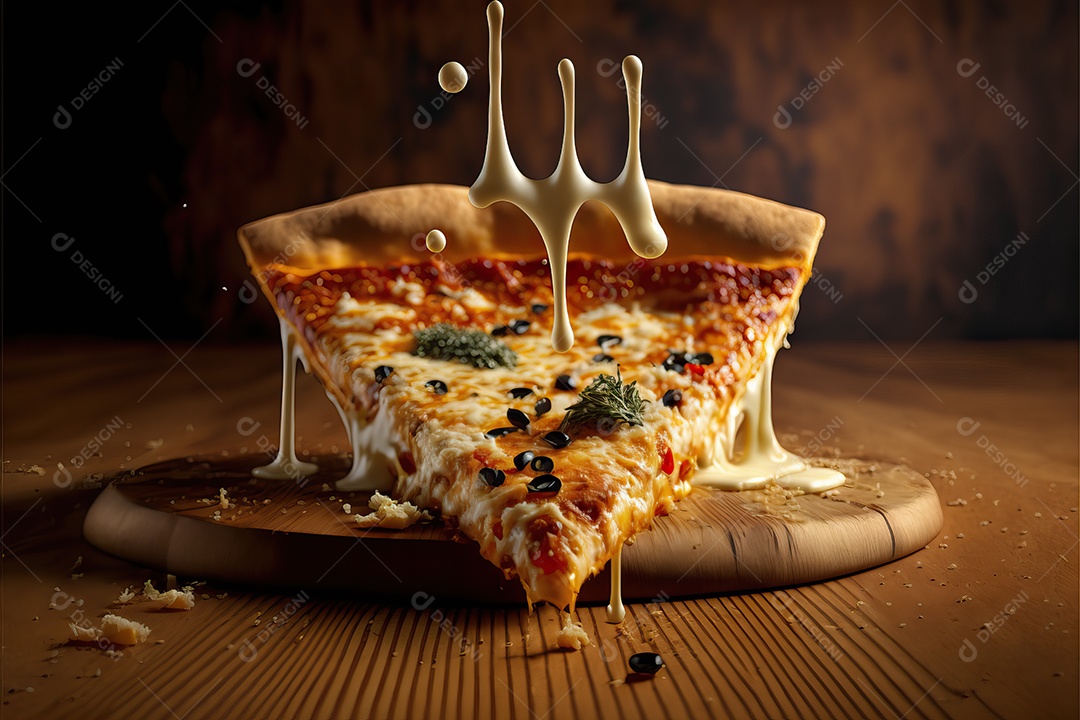 Fatia de pizza vegana de alho com brócolis grãos verduras e cogumelos