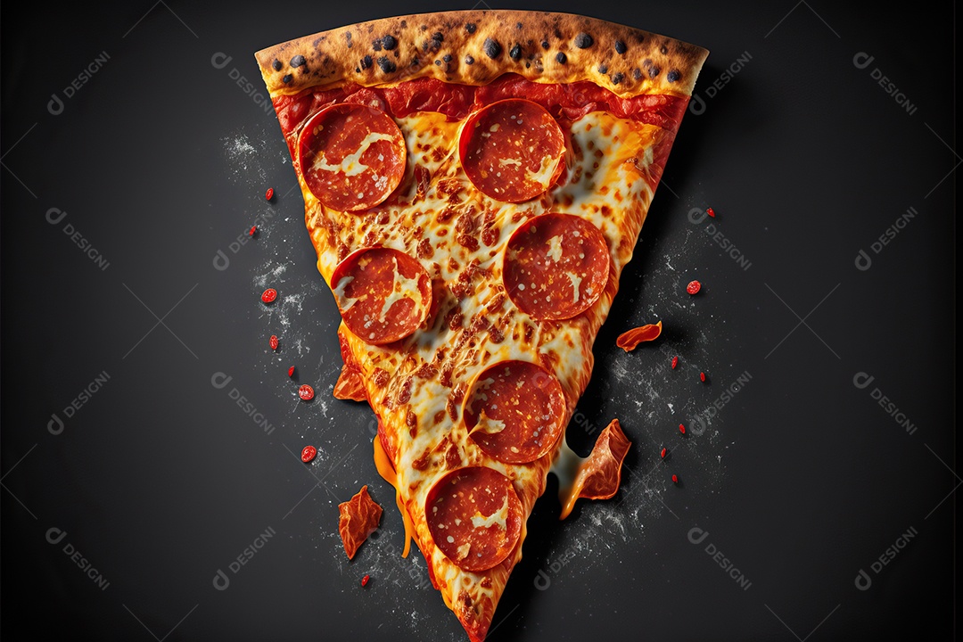 Fatia de pizza de calabresa italiana tradicional com molho de tomate