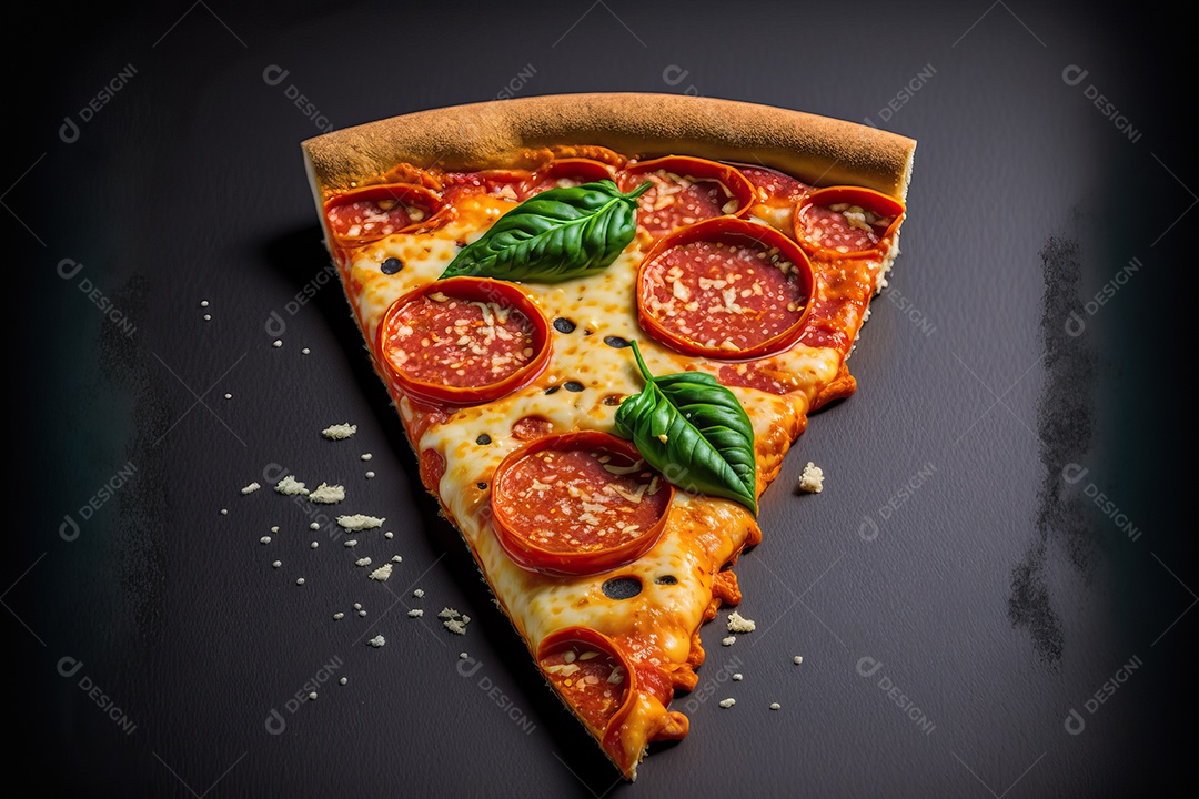 Fatia de pizza de calabresa italiana tradicional com molho de tomate