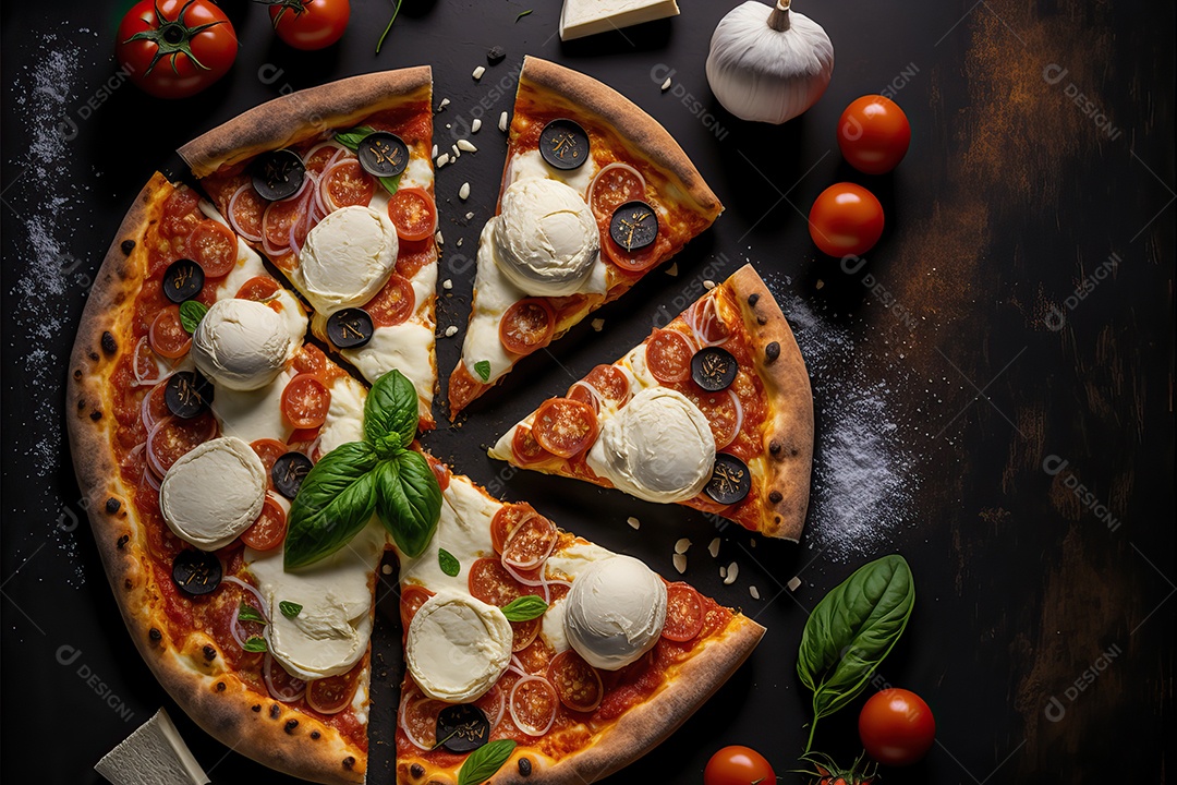 Pizza de mussarela de búfala italiana tradicional molho de tomate
