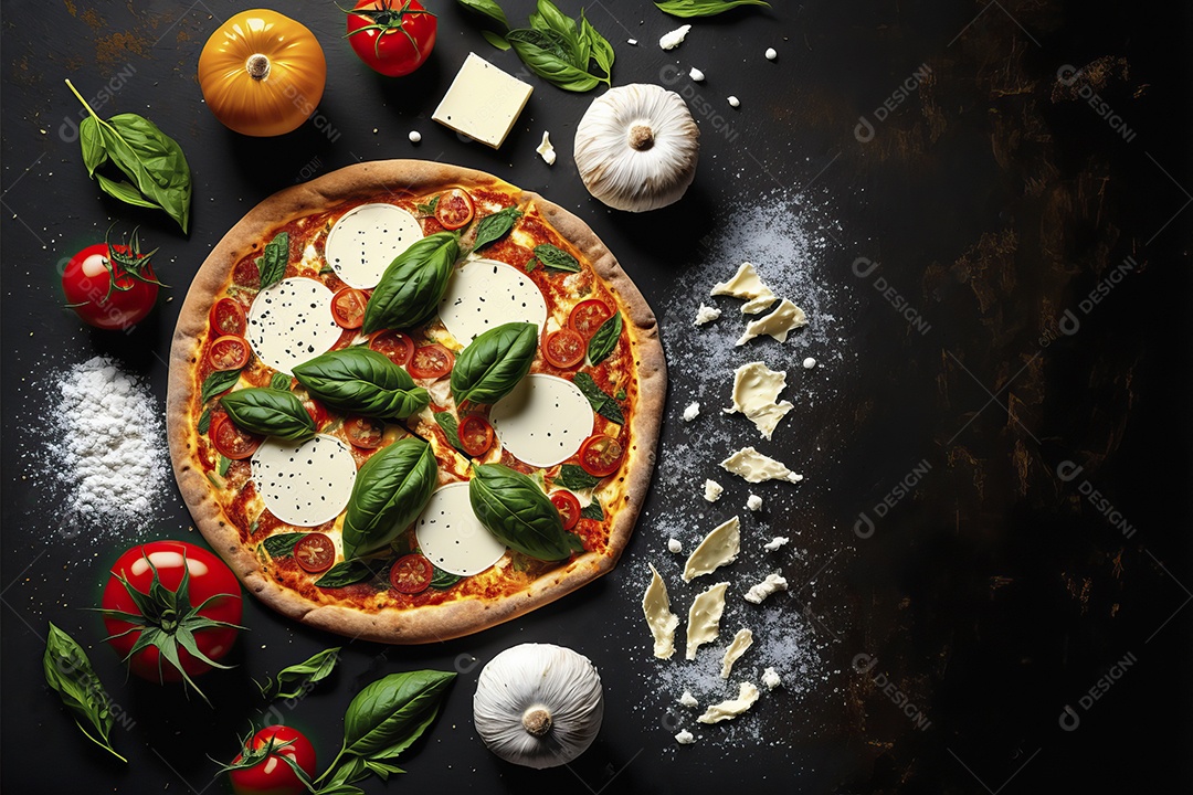 Pizza de mussarela de búfala italiana tradicional molho de tomate