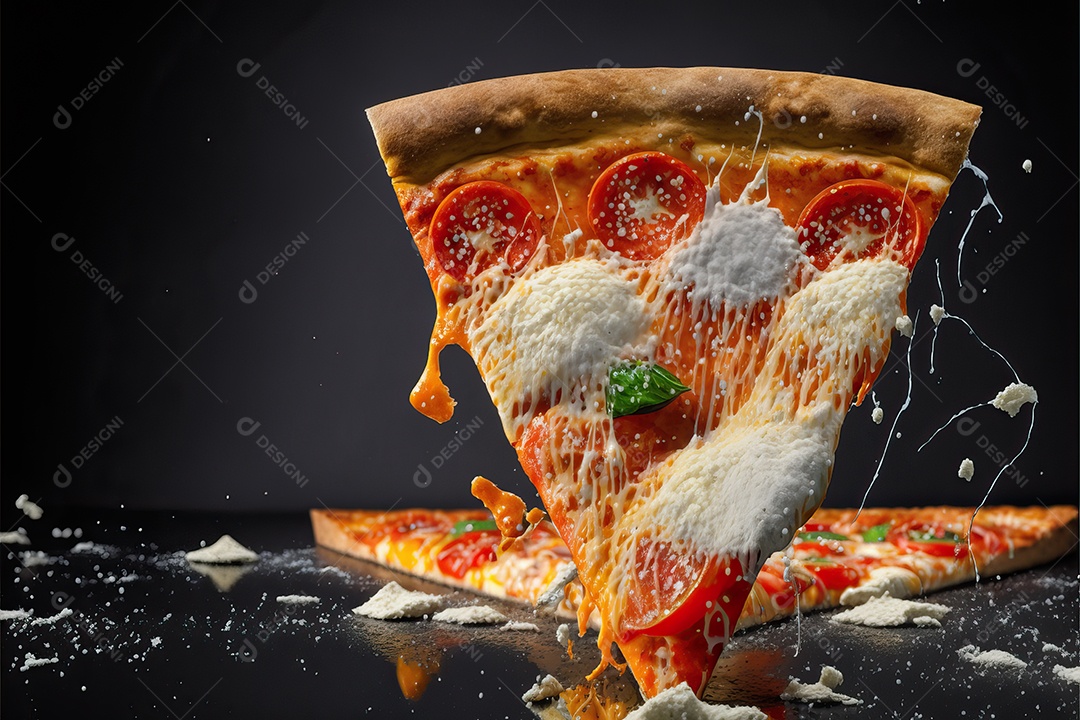 Fatia de pizza italiana tradicional do mussarela com azeitonas