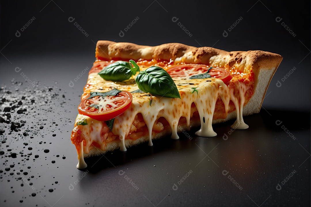 Fatia de pizza de calabresa italiana tradicional com molho de tomate e rúcula