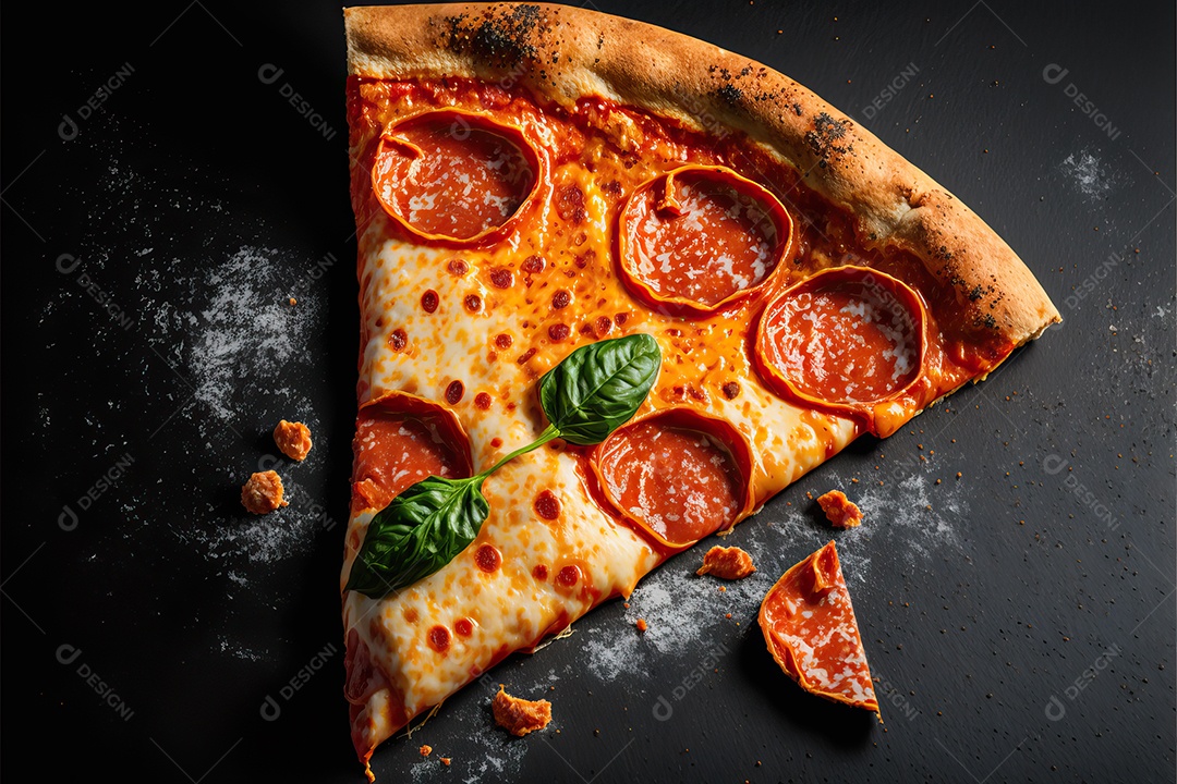 Fatia de pizza de calabresa italiana tradicional com molho de tomate