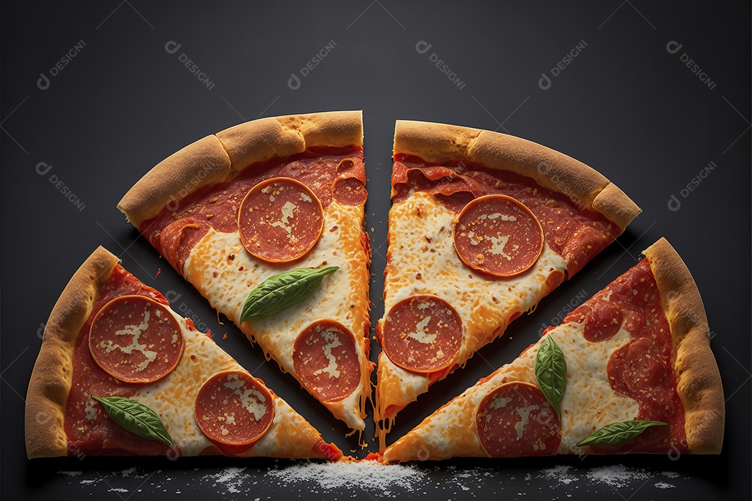 Fatia de pizza de calabresa italiana tradicional com molho de tomate