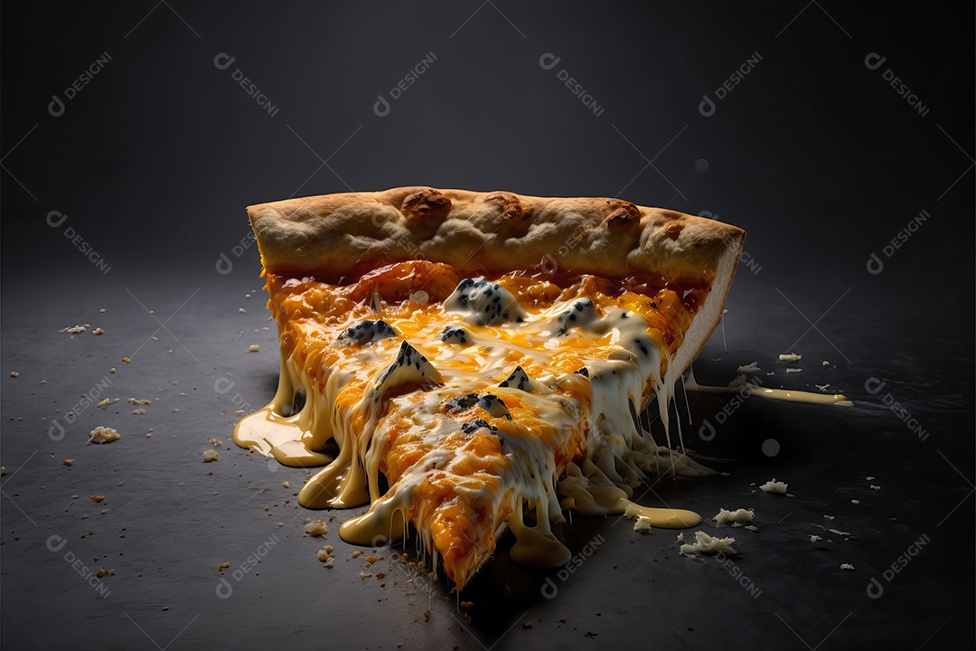 Fatia de pizza italiana tradicional do mussarela com azeitonas