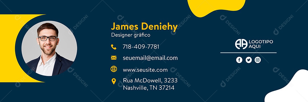 Capa de Assinatura de Email Pessoal Social Media PSD Editável