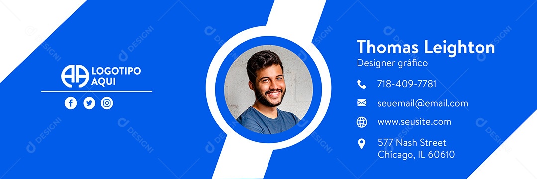 Capa de Assinatura de Email Pessoal Social Media PSD Editável