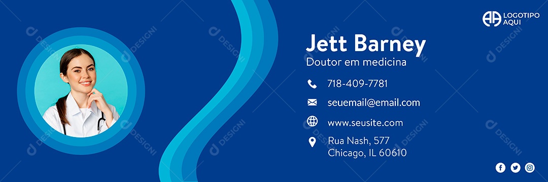 Capa de Assinatura de Email Pessoal Social Media PSD Editável