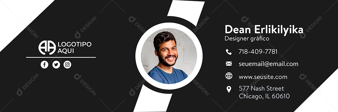 Capa de Assinatura de Email Pessoal Social Media PSD Editável