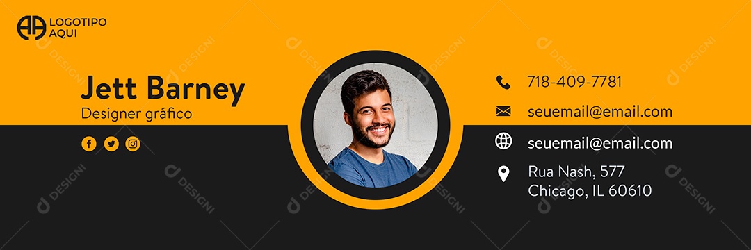 Capa de Assinatura de Email Pessoal Social Media PSD Editável