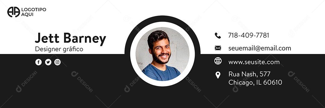 Capa de Assinatura de Email Pessoal Social Media PSD Editável