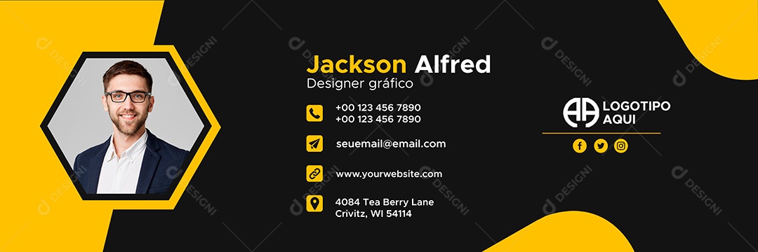 Capa de Assinatura de Email Pessoal Social Media PSD Editável