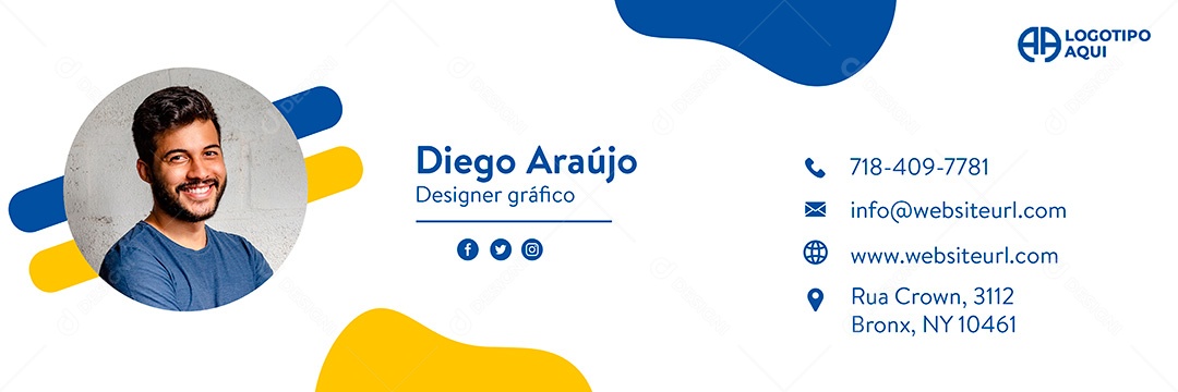 Capa de Assinatura de Email Pessoal Social Media PSD Editável