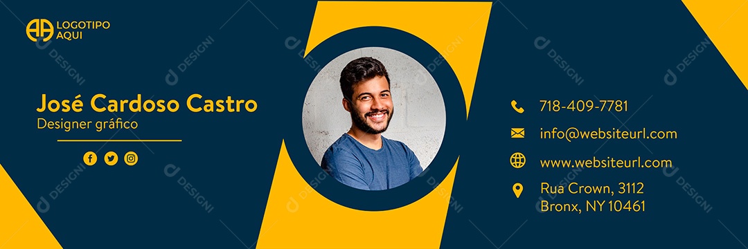 Capa de Assinatura de Email Pessoal Social Media PSD Editável