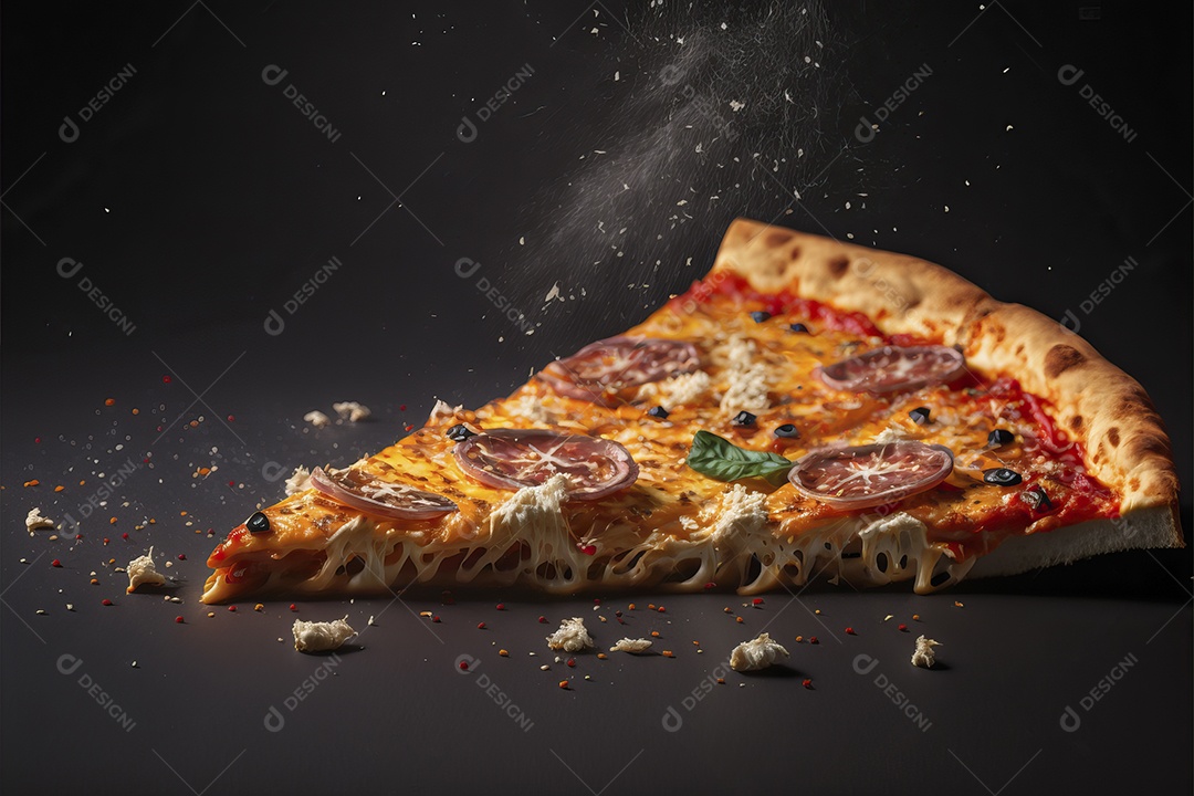 Fatia de molho de tomate pizza mussarela italiana tradicional