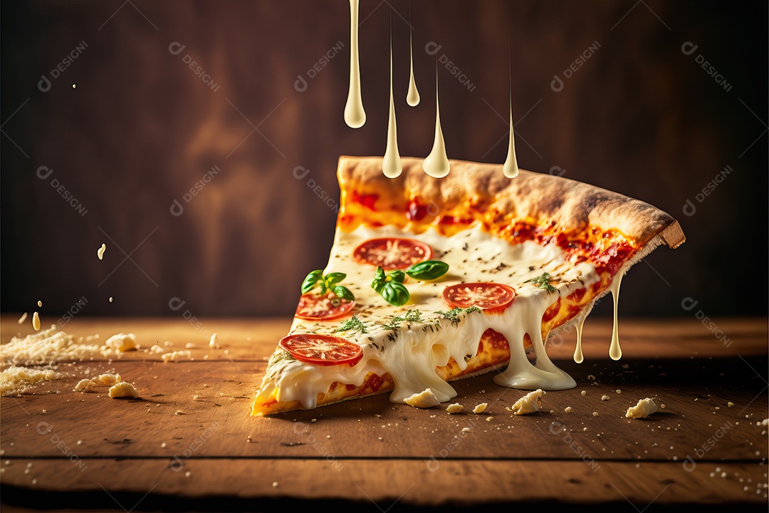 Fatia de molho de tomate pizza mussarela italiana tradicional