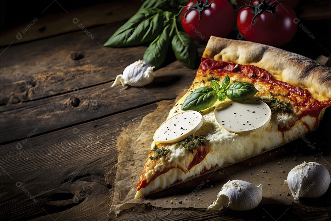 Fatia de molho de tomate pizza mussarela italiana tradicional