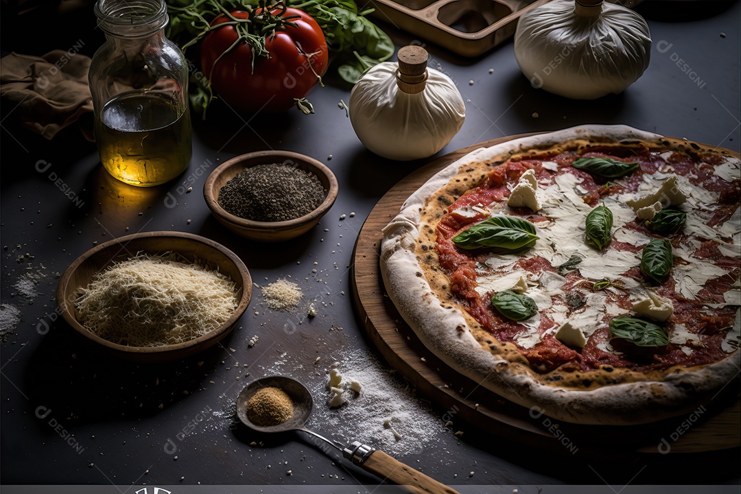 Pizza de mussarela de búfala italiana tradicional molho de tomate