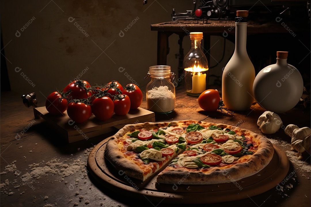 Pizza de mussarela de búfala italiana tradicional molho de tomate