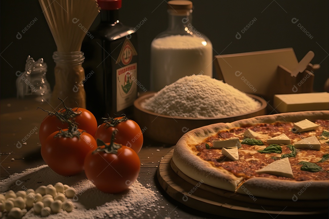 Pizza de mussarela de búfala italiana tradicional molho de tomate