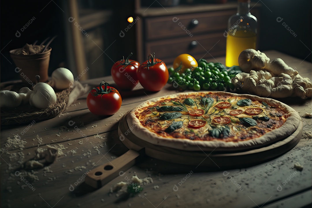 Molho de tomate e rúcula de pizza italiana tradicional de mussarela de búfala.