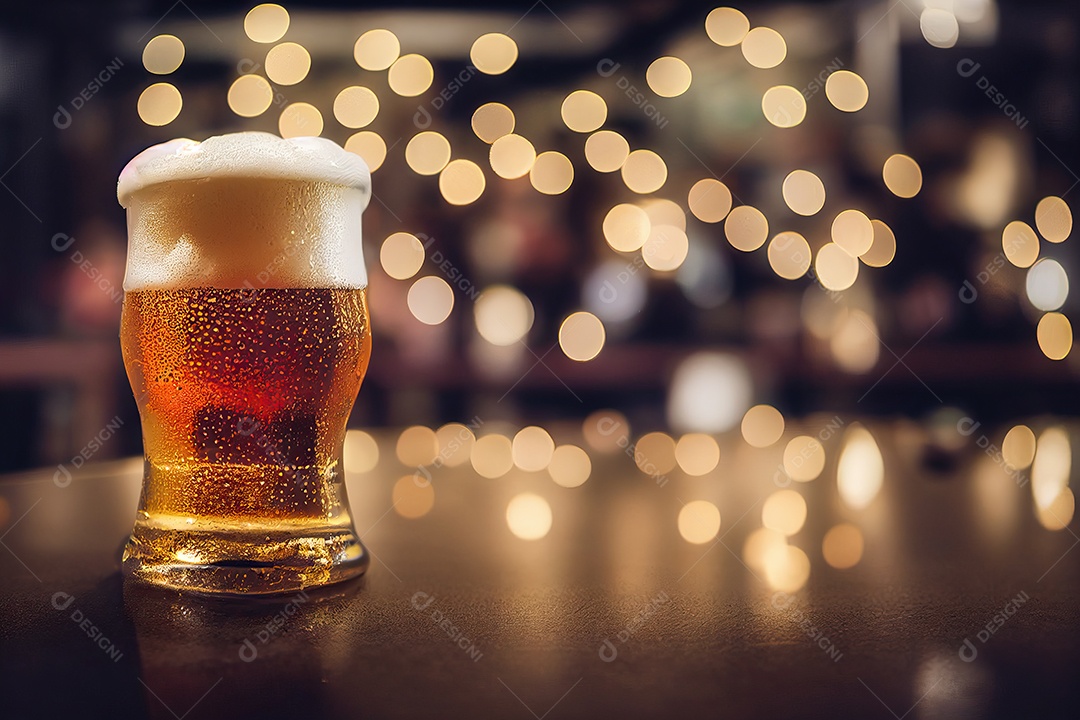 Caneca com cerveja artesanal em cima da mesa