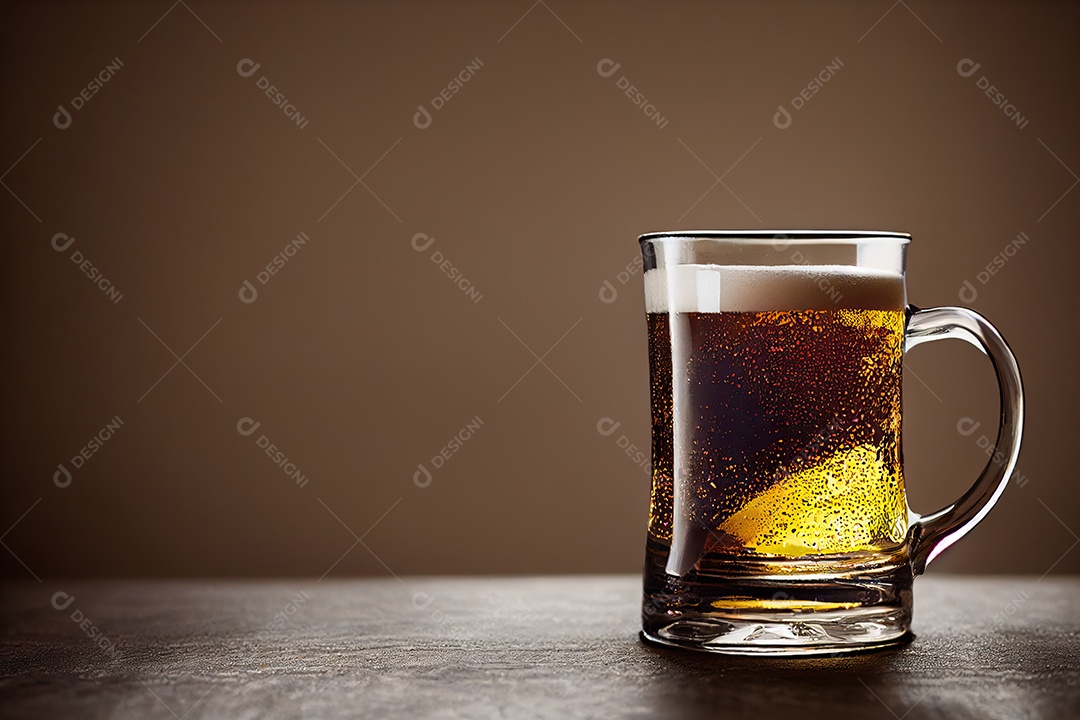 Caneca com cerveja artesanal na mesa