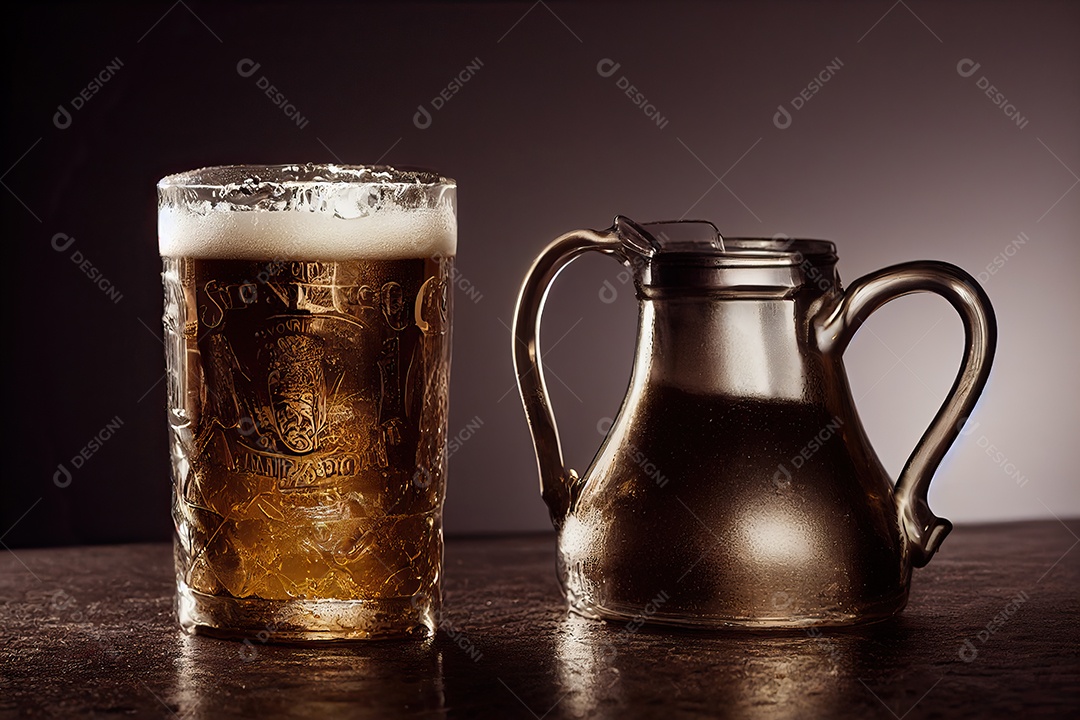 Caneca com cerveja artesanal na mesa