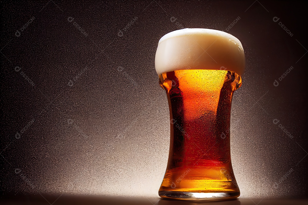 Copo grande com cerveja artesanal na mesa