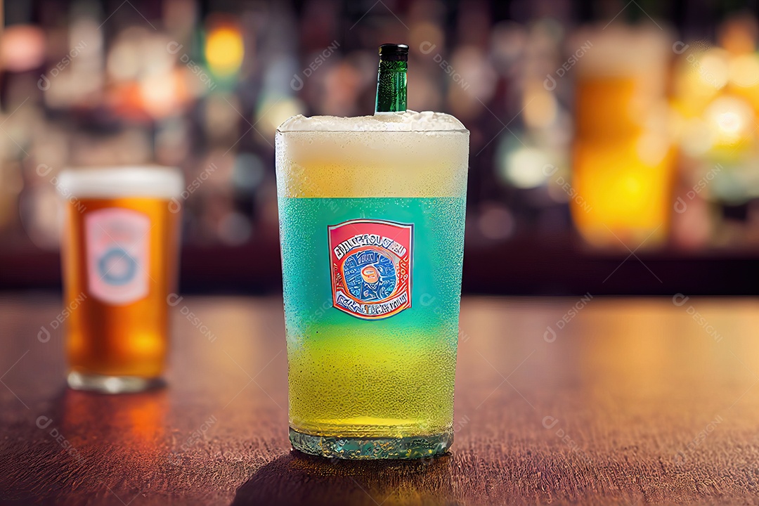 Copo grande com cerveja artesanal na mesa